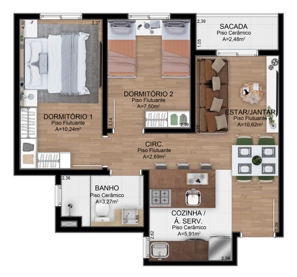 Apartamento com sacada